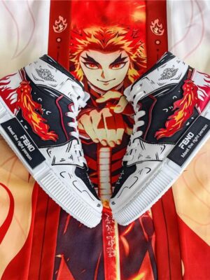 Demon Slayer Shoes – Tanjiro Shoes Anime Sneakers for Cosplay Cartoon White